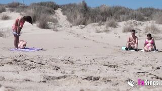 Beach Dogging! Ainara Fucks A Voyeur And A Couple Joins Them