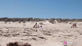 Beach Dogging! Ainara Fucks A Voyeur And A Couple Joins Them