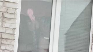 Naked Step Mom Washes Window Son Spies On Mommy. Naked In Public. Spying