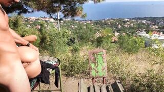 Burning Hot Ass To Pussy At Mountain With Sea Sight.