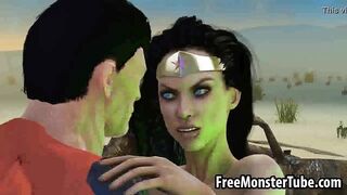 3d Wonder Woman Sucking On Superman's Hard Cock