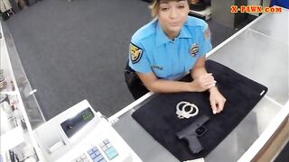 Huge Boobs Police Officer Fucked At The Pawnshop For Money
