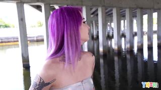 Hot Inked Purple Hair Punk Teen Gets Banged