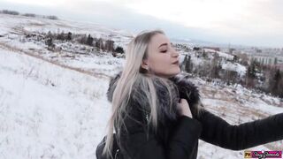 Winter Blowjob And Sex With A Young Cute Girl In A Fur Coat - Swallow Cum