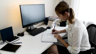 Romantic Boyfriend Surprised Schoolgirl While Doing Homework