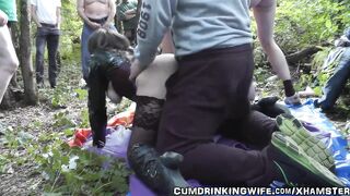 Dogging Wife Gangbanged By 20 Guys In Public