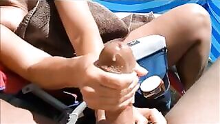 Big Cock Beach Handjob With Huge Cumshot 15 Spurts