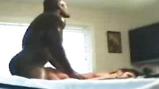 Teen White Girl With Black Lover In Her Bedroom - Interracial