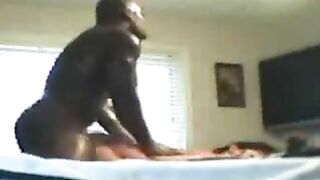 Teen White Girl With Black Lover In Her Bedroom - Interracial