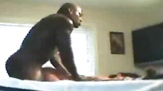 Teen White Girl With Black Lover In Her Bedroom - Interracial