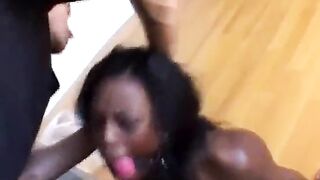 Ball Gagged Busty Ebony Raw Anal Pounding