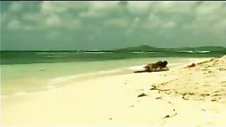 Young Blonde White Girl With Black Lover On The Beach - Interracial