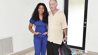 Busty Ebony Fucked By White Grandpa