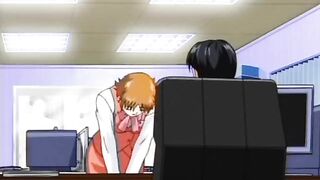 Office Girl Squeezes Cock Between Anime Boobs