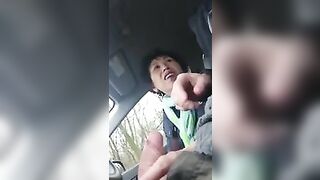 Homemade, Older Chinese Lady Wanks Cock In Car