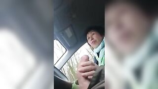 Homemade, Older Chinese Lady Wanks Cock In Car