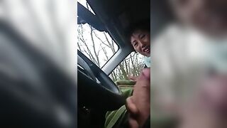 Homemade, Older Chinese Lady Wanks Cock In Car