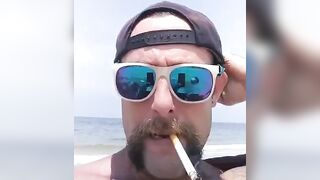 Slut Gets Super Wet Touching Her Hairy Pussy At The Public Beach