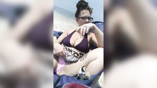 Slut Gets Super Wet Touching Her Hairy Pussy At The Public Beach