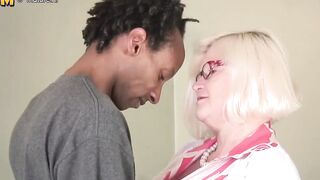 Busty British Granny Takes Young Black Cock