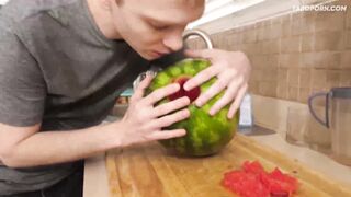 Stepsister Caught Her Brother Masturbating With A Watermelon