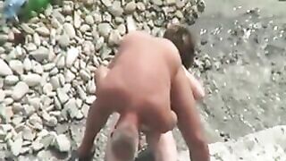 Old Man Fucks Young Girl Hard On A Beach