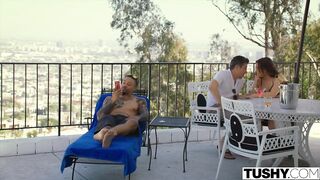 Tushy Girlfriend Gets Dominated By Power Couple On Vacation