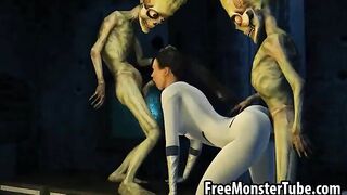 Hot 3d Brunette Babe Gets Fucked By Two Aliensattack3-high 1
