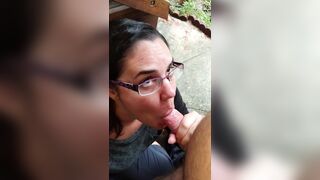 Quick Front Porch Blowjob And Cum Swallow...