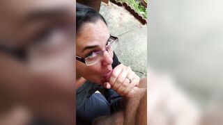Quick Front Porch Blowjob And Cum Swallow...