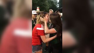 World Cup 2018. Russian And Mexican Girls Kiss