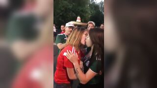 World Cup 2018. Russian And Mexican Girls Kiss