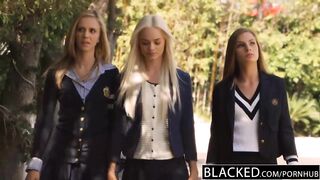 Three White Sluts Three Big Black Cocks