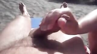 Amateur Handjob On The Beach