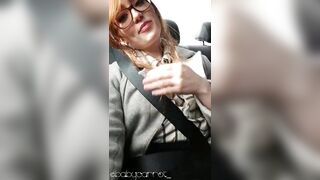 Dirty Redhead Masturbates In The Back Seat