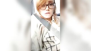 Dirty Redhead Masturbates In The Back Seat