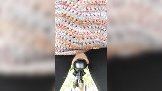 Little Wet Kitty Spreads Her Lips Open Wide On Her Bike Seat Out In Public!