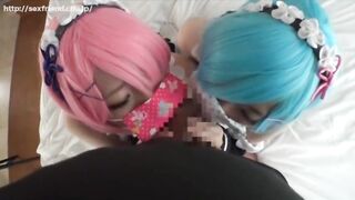 Asian Rem Ram Cosplay Threesome