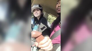 Lesbian Gives Friend Handjob In Car