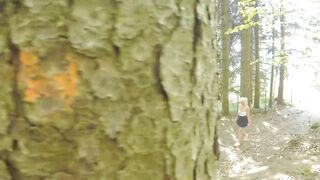 Young Girl Is Caught During Fucking By A Peeper In Forest In All 3 Holes
