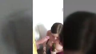 Chav Brunette Sucks Dick Gets Banged Threesome