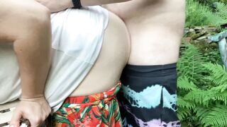 Outdoor Quickie - Standing Doggystyle In The Garden