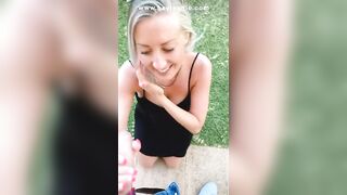 Secret Outdoor Blowjob During Family Celebration Ends With Cum In Her Mouth