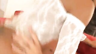 Interacial With Ebony In White Stockings