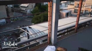 Bondage On The Balcony! Hard Sex And Flower Slaps - Amateur Couple Leolulu