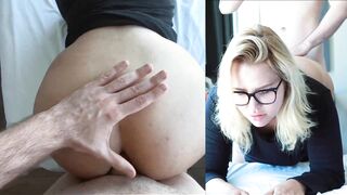 Juicy Slut With Glasses Begs To Rough Fuck Her Ass Until Creampie