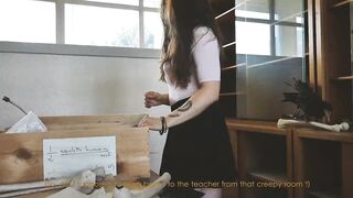 Blowjob - Catching The School Freak Masturbating.