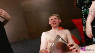 Caught Boyfriend Jerking Off - Surprise Threesome