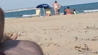 Cumming On Nudist Beach  With Passers By Watching!