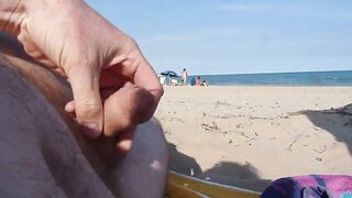 Cumming On Nudist Beach  With Passers By Watching!